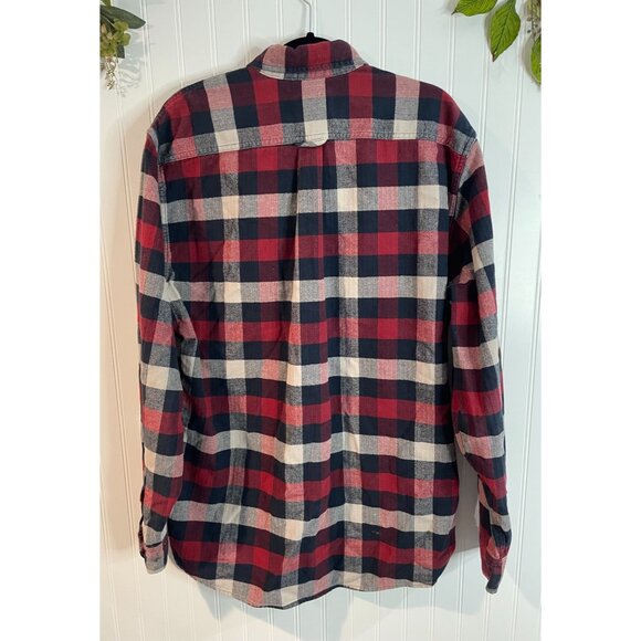 Mens Jachs Red & Navy Plaid Long Sleeve Cotton Button-Up Shirt Size L - Picture 2 of 11